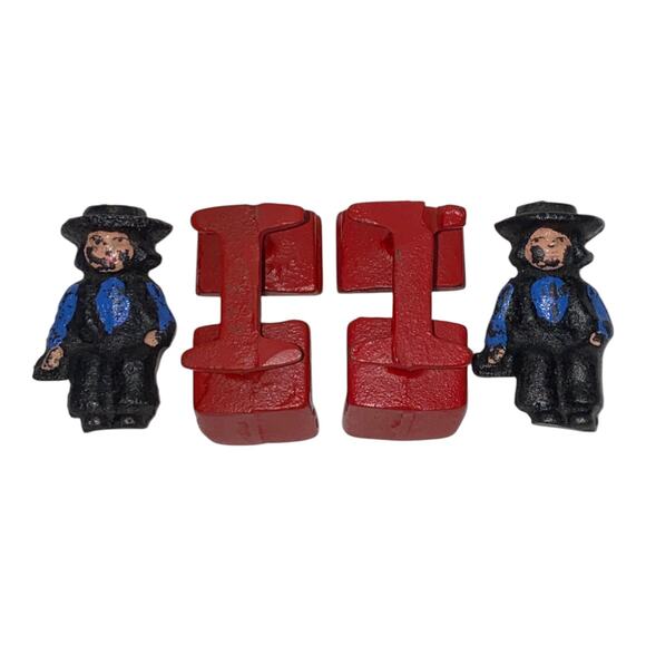 Vintage Cast Iron 2 Amish Boys Red School Desk 1997 John Wright Figurines - A999 - Picture 9 of 9